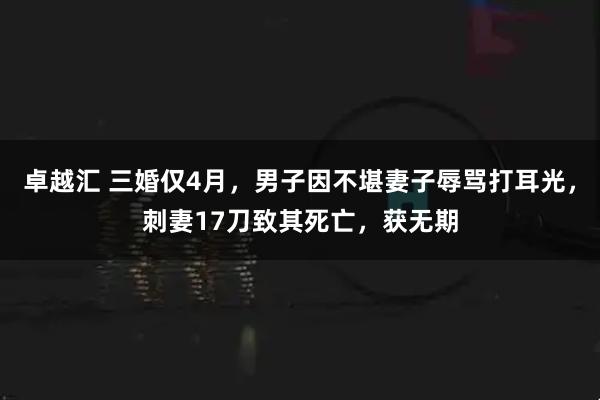 卓越汇 三婚仅4月，男子因不堪妻子辱骂打耳光，刺妻17刀致其死亡，获无期